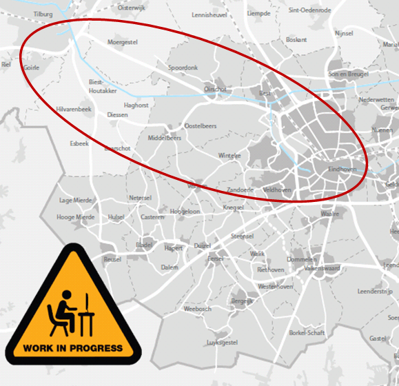 Relatie A58: Eindhoven, Oirschot, Tilburg.