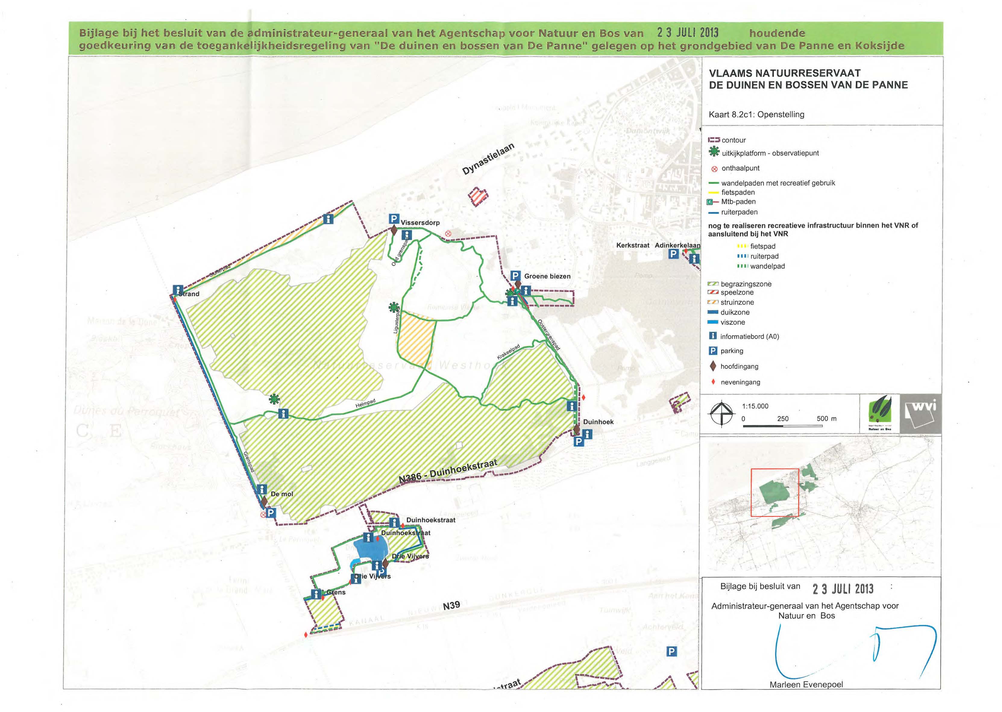 Bijlage bij het besluit van de administrateur-generaal van het Agentschap voor Natuur en Bos van 2 3 JULI 2013 houdende goedkeuring van de toegankelijkheidsregeling van "De duinen en bossen van De