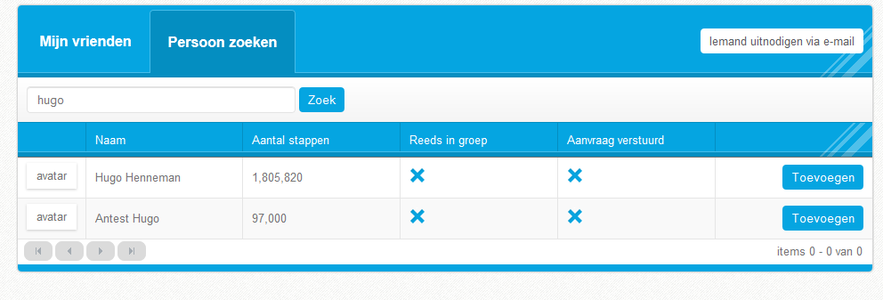 24 2. Ga naar de rubriek Persoon zoeken. Vul in het zoekveld de naam in van personen naar keuze die reeds online geregistreerd zijn. 3.