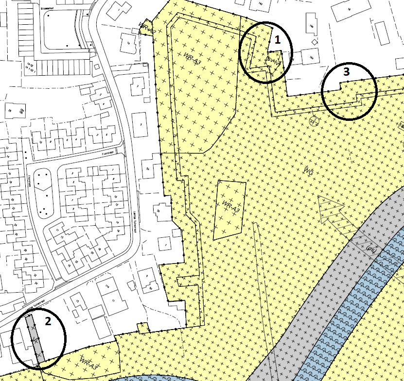 Figuur 1: Uitsnede bestemmingsplan Nijmegen De Stelt Woningbouw (1 en 3) In het moederplan Nijmegen De Stelt is bepaald dat er binnen 10 meter achter de achtertuinen van de Steltsestraat geen