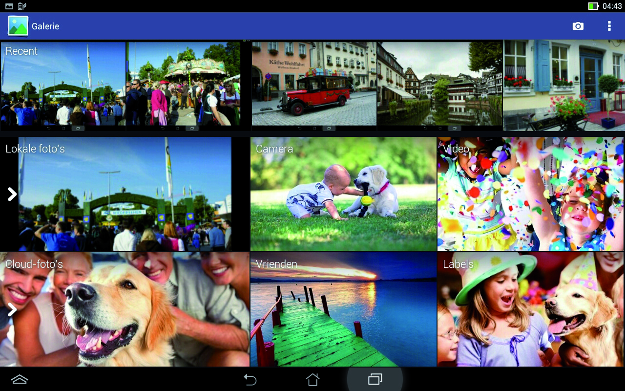 Galerij Bekijk foto's en speel video's af op uw ASUS tablet met de app Galerij. Met deze app kunt u ook foto- en videobestanden die in uw ASUS tablet zijn opgeslagen, bewerken, delen of verwijderen.