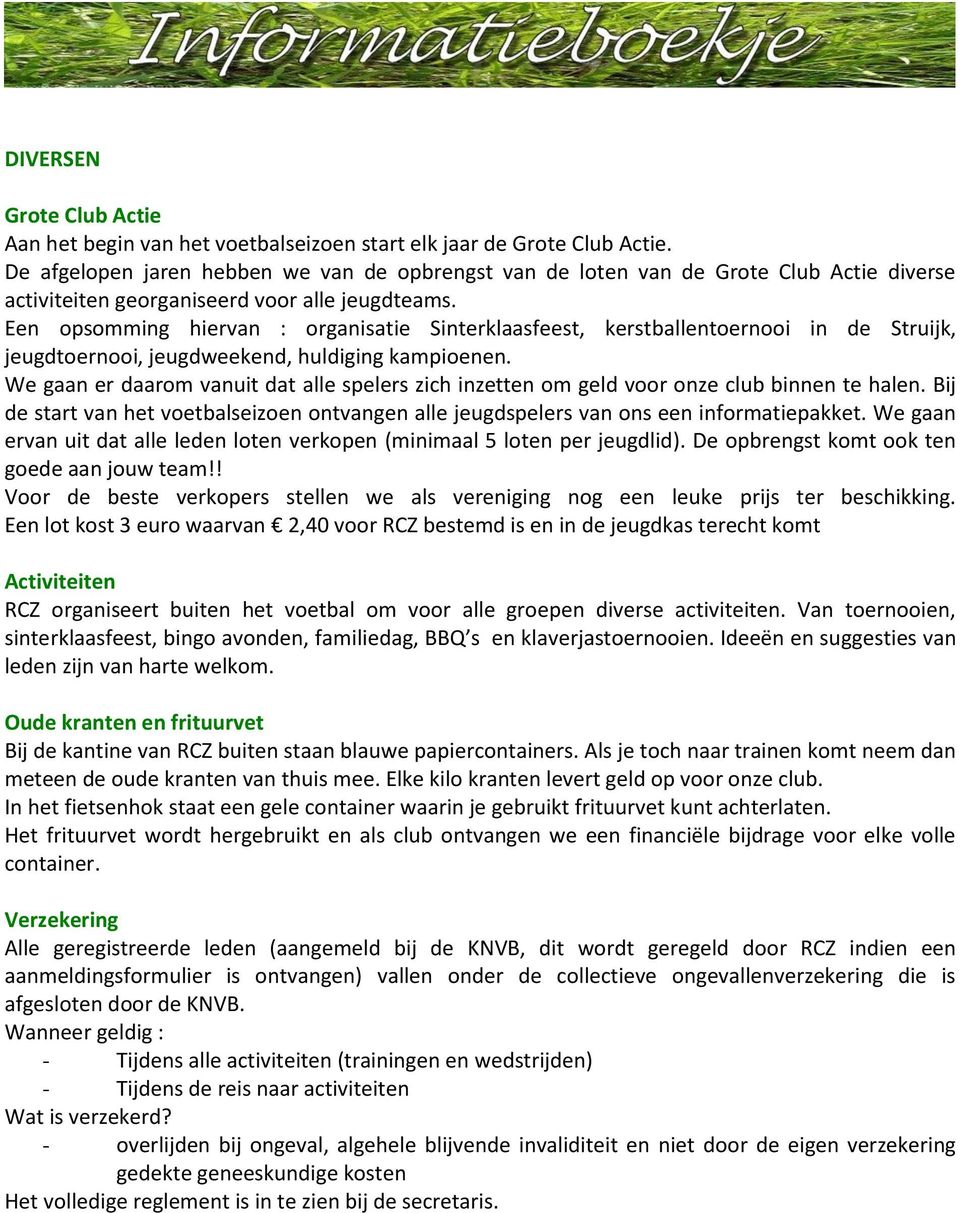 Een opsomming hiervan : organisatie Sinterklaasfeest, kerstballentoernooi in de Struijk, jeugdtoernooi, jeugdweekend, huldiging kampioenen.