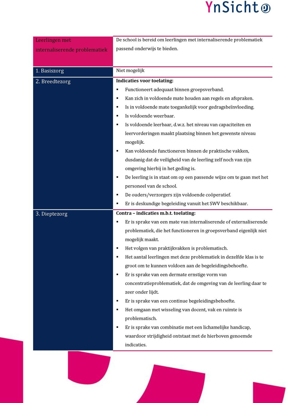 Is in voldoende mate toegankelijk voor gedragsbeïnvloeding. Is voldoende weerbaar. Is voldoende leerbaar, d.w.z.