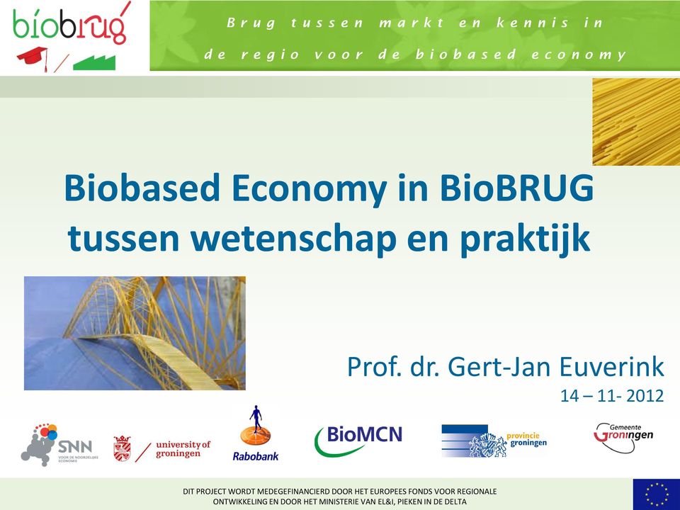 dr. Gert-Jan Euverink 14 11-2012 DIT PROJECT WORDT MEDEGEFINANCIERD DOOR HET EUROPEES