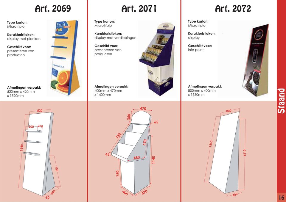 presenteren van producten display info point 520mm x 420mm x 1520mm 400mm x