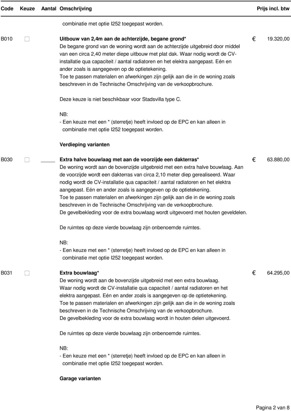 Verdieping varianten B030 Extra halve bouwlaag met aan de voorzijde een dakterras* 63.880,00 De woning wordt aan de bovenzijde uitgebreid met een extra halve bouwlaag.