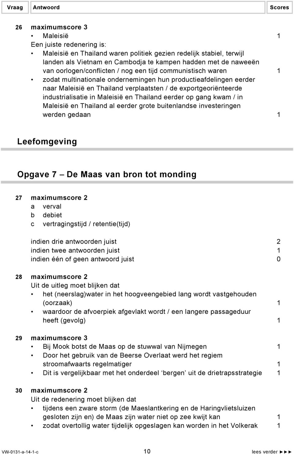 industrialisatie in Maleisië en Thailand eerder op gang kwam / in Maleisië en Thailand al eerder grote buitenlandse investeringen werden gedaan 1 Leefomgeving Opgave 7 De Maas van bron tot monding 27