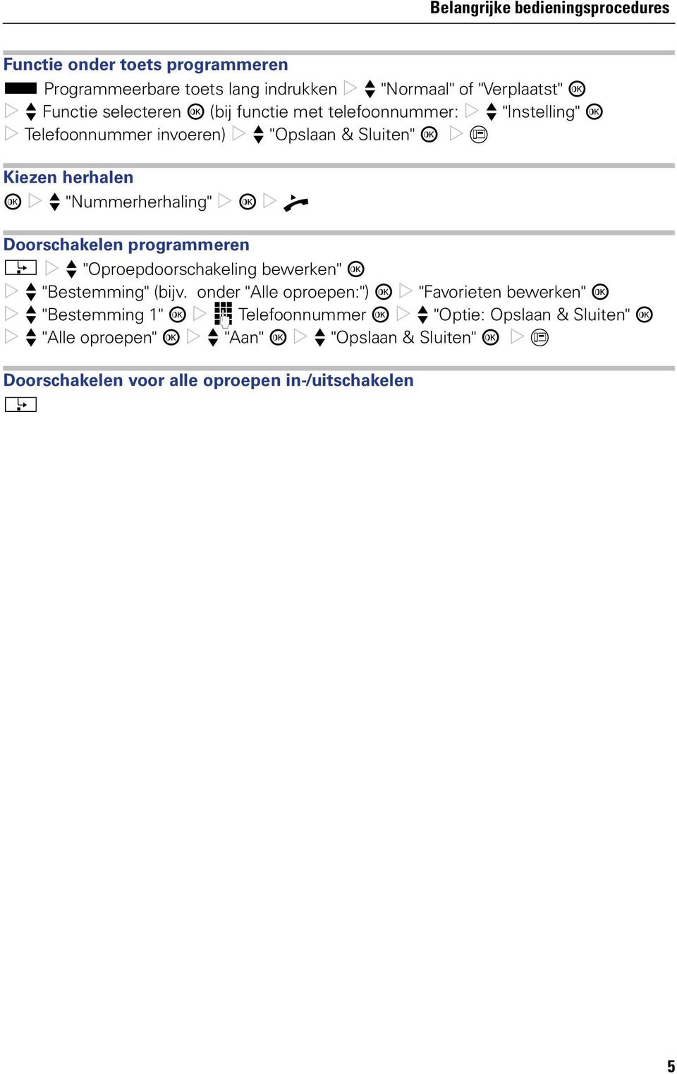 ^ Doorschakelen programmeren r f "Oproepdoorschakeling bewerken" i f "Bestemming" (bijv.