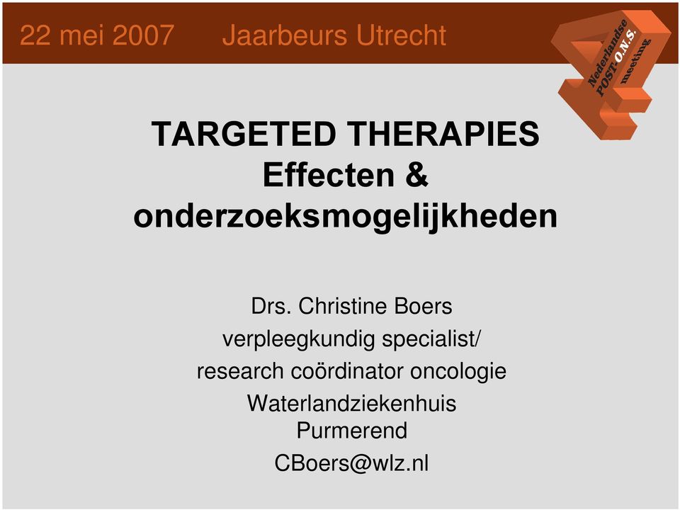 Christine Boers verpleegkundig specialist/ research