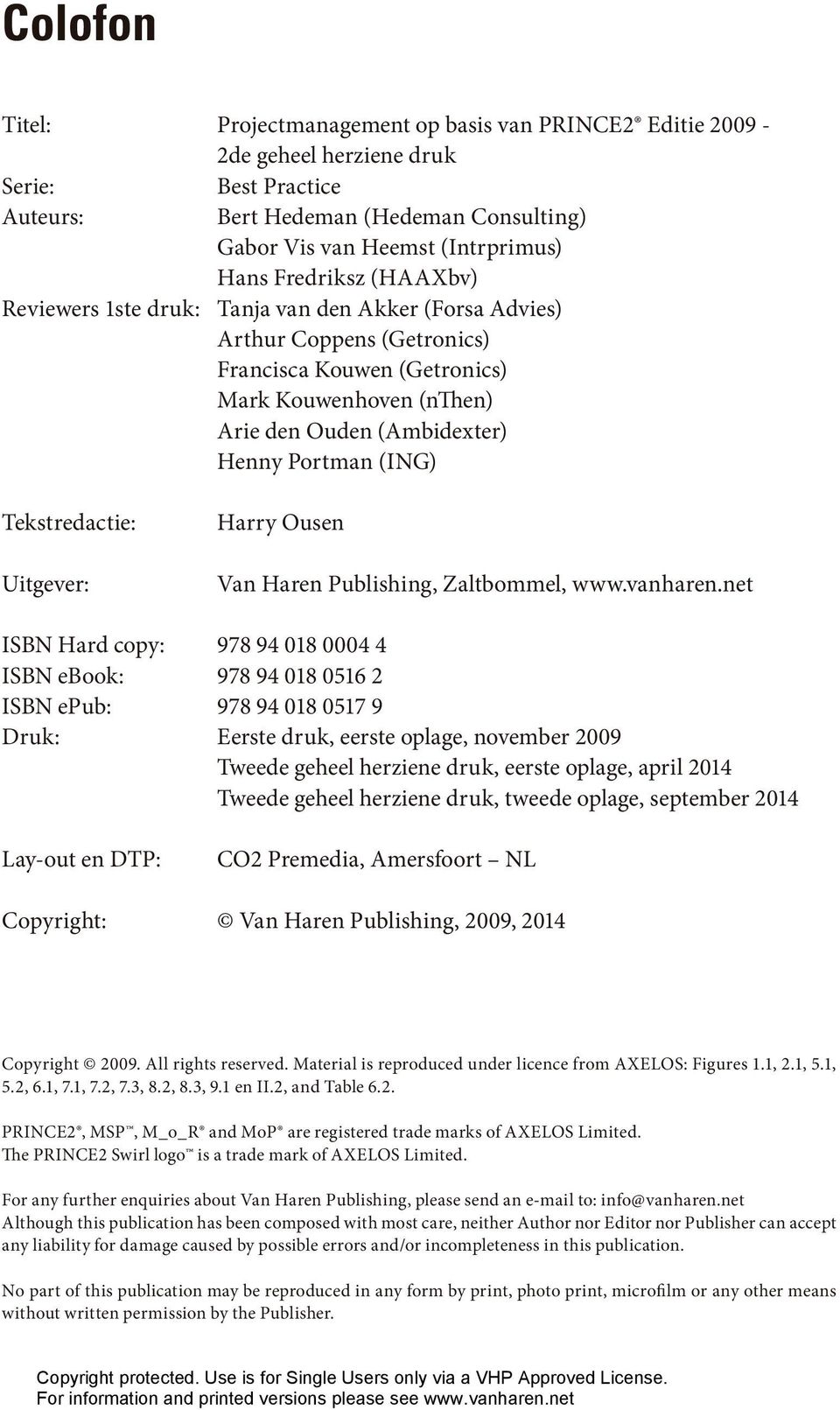 (ING) Tekstredactie: Uitgever: Harry Ousen Van Haren Publishing, Zaltbommel, www.vanharen.
