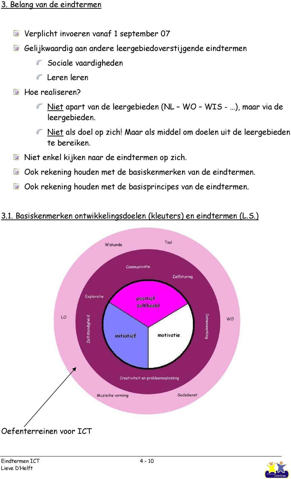 Maar als middel om doelen uit de leergebieden te bereiken. Niet enkel kijken naar de eindtermen op zich.