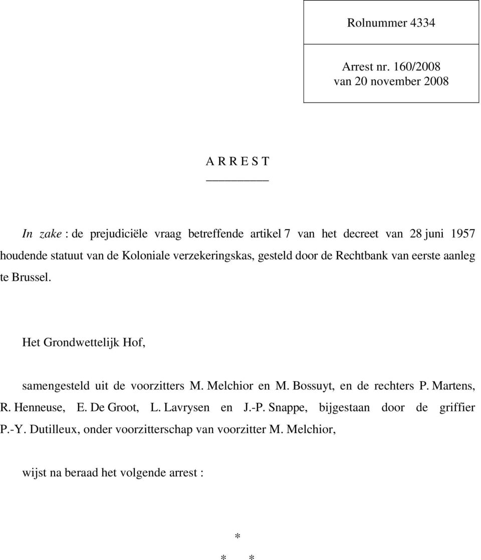 statuut van de Koloniale verzekeringskas, gesteld door de Rechtbank van eerste aanleg te Brussel.