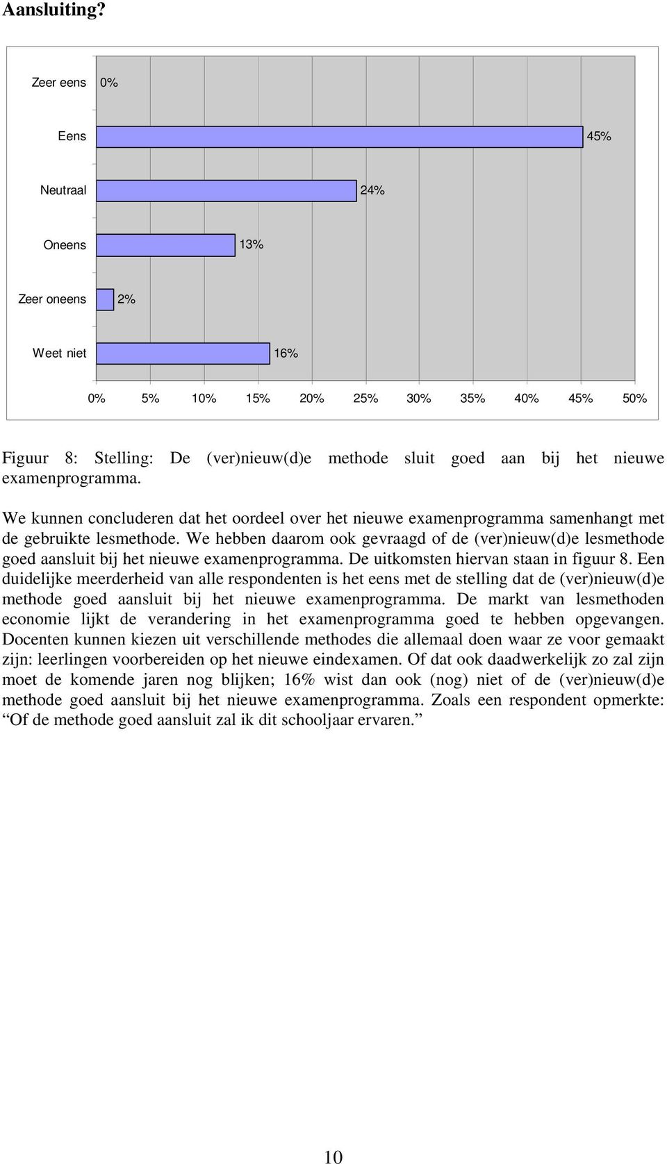 examenprogramma. We kunnen concluderen dat het oordeel over het nieuwe examenprogramma samenhangt met de gebruikte lesmethode.