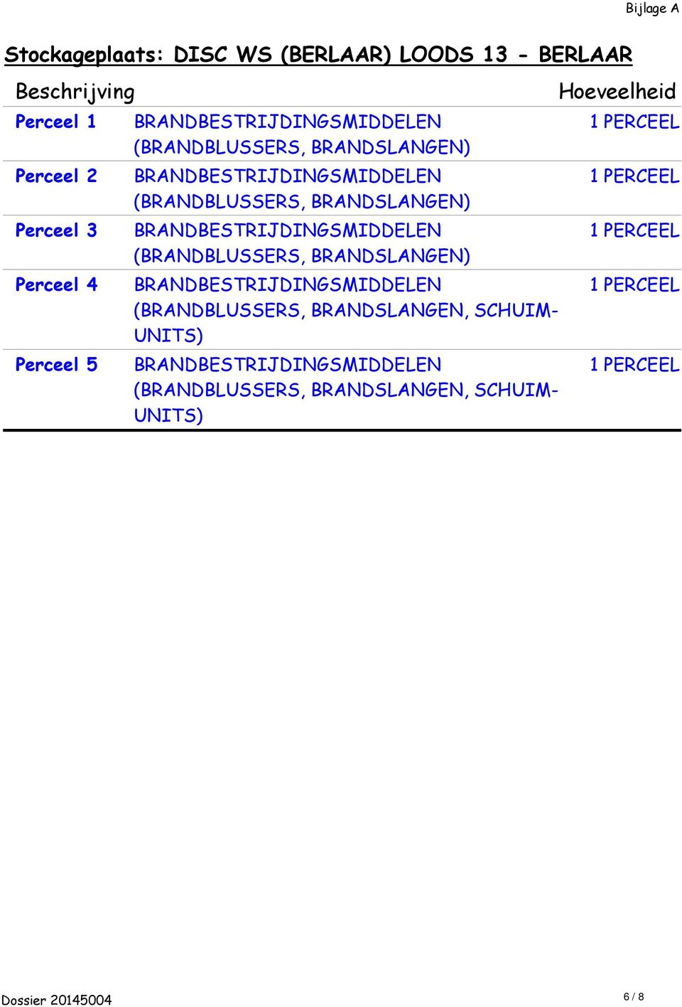 (BRANDBLUSSERS, BRANDSLANGEN, SCHUIM- UNITS)