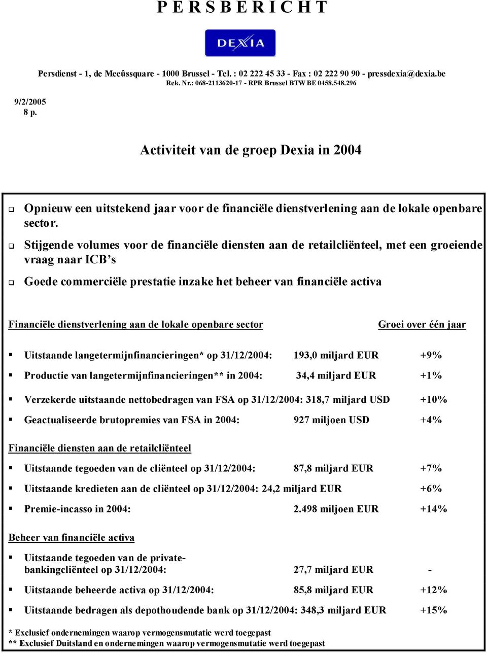 ! Stijgende volumes voor de financiële diensten aan de retailcliënteel, met een groeiende vraag naar ICB s!