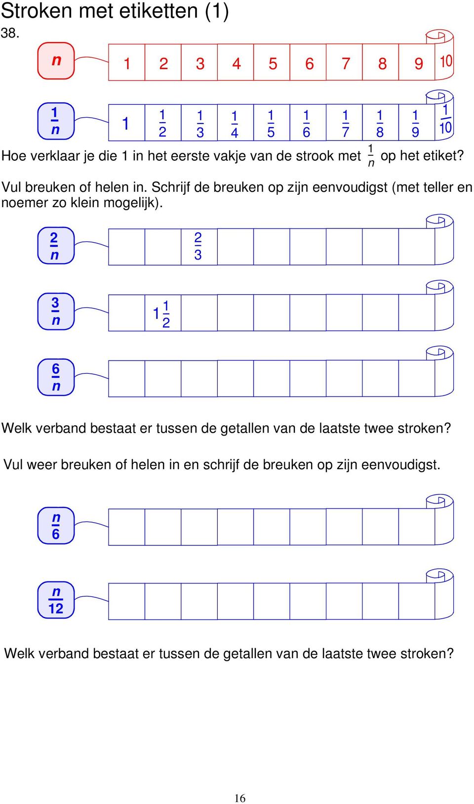 Schrijf de breuke op zij eevoudigst (met teller e oemer zo klei mogelijk). 0 op het etiket?