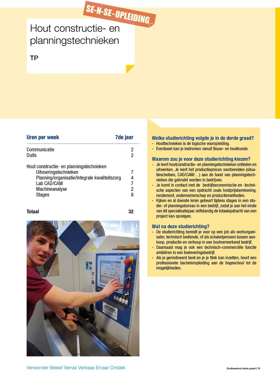 - Eventueel kan je instromen vanuit Bouw- en houtkunde. - Je leert houtconstructie- en planningstechnieken ontleden en uitwerken.