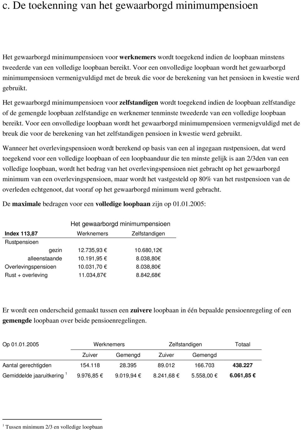 Het gewaarborgd minimumpensioen voor zelfstandigen wordt toegekend indien de loopbaan zelfstandige of de gemengde loopbaan zelfstandige en werknemer tenminste tweederde van een volledige loopbaan