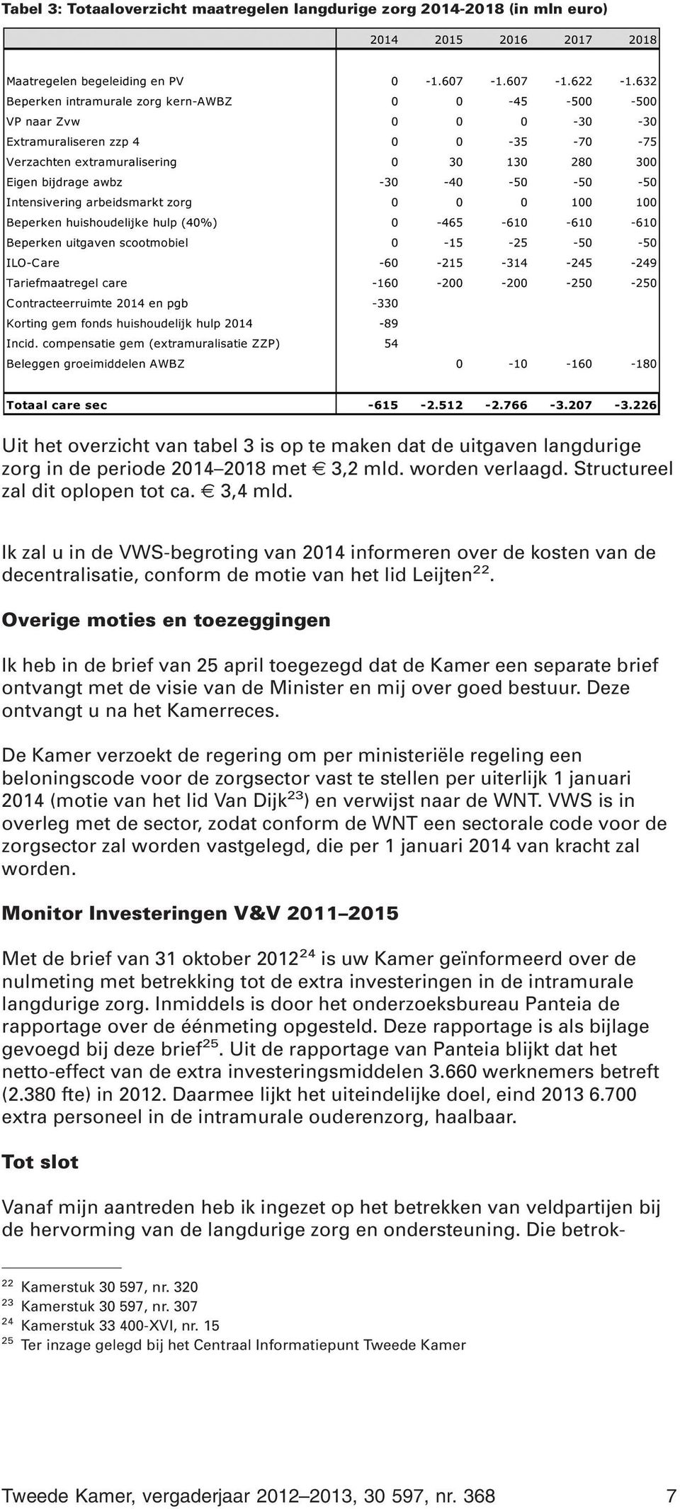 Overige moties en toezeggingen Ik heb in de brief van 25 april toegezegd dat de Kamer een separate brief ontvangt met de visie van de Minister en mij over goed bestuur.