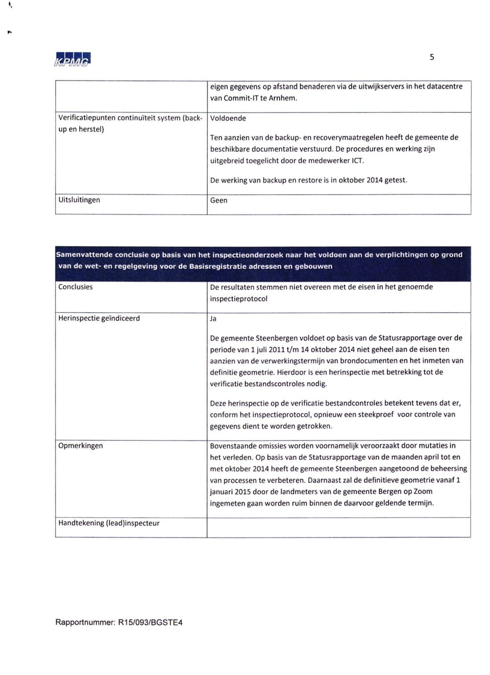 De procedures en werking zijn uitgebreid toegelicht door de medewerker ICT. De werking van backup en restore is in oktober 2014 getest.