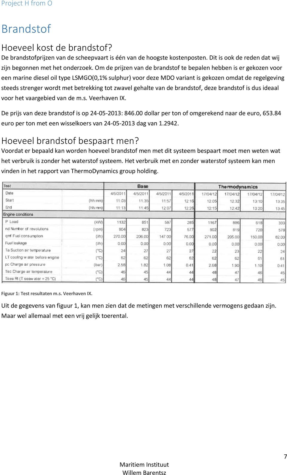 betrekking tot zwavel gehalte van de brandstof, deze brandstof is dus ideaal voor het vaargebied van de m.s. Veerhaven IX. De prijs van deze brandstof is op 24-05-2013: 846.