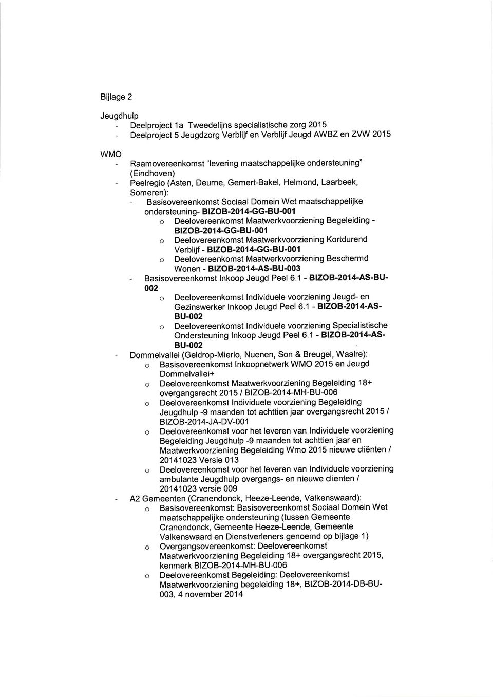 Deelovereenkomst Maatwerkvoorziening Begeleiding - BtzoB.