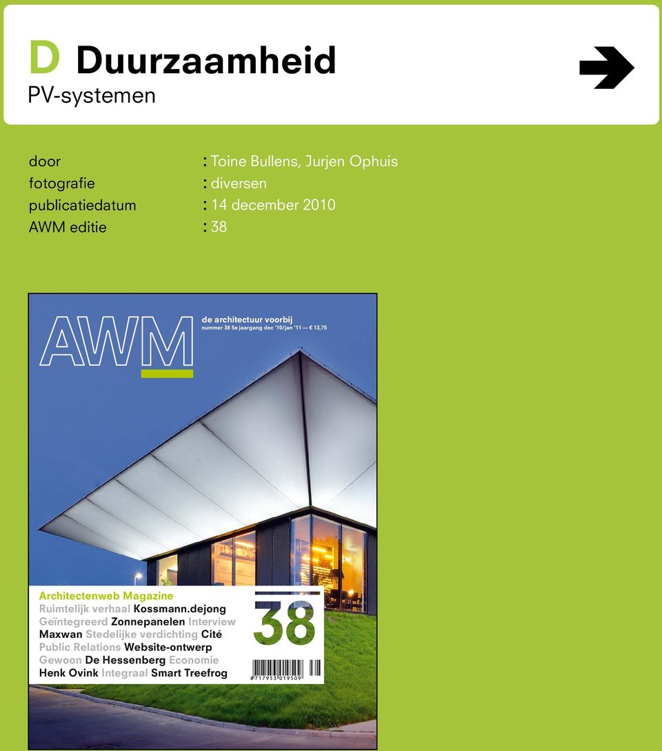 nabestellen Architectenweb Magazine Ruimtelijk verhaal Kossmann.
