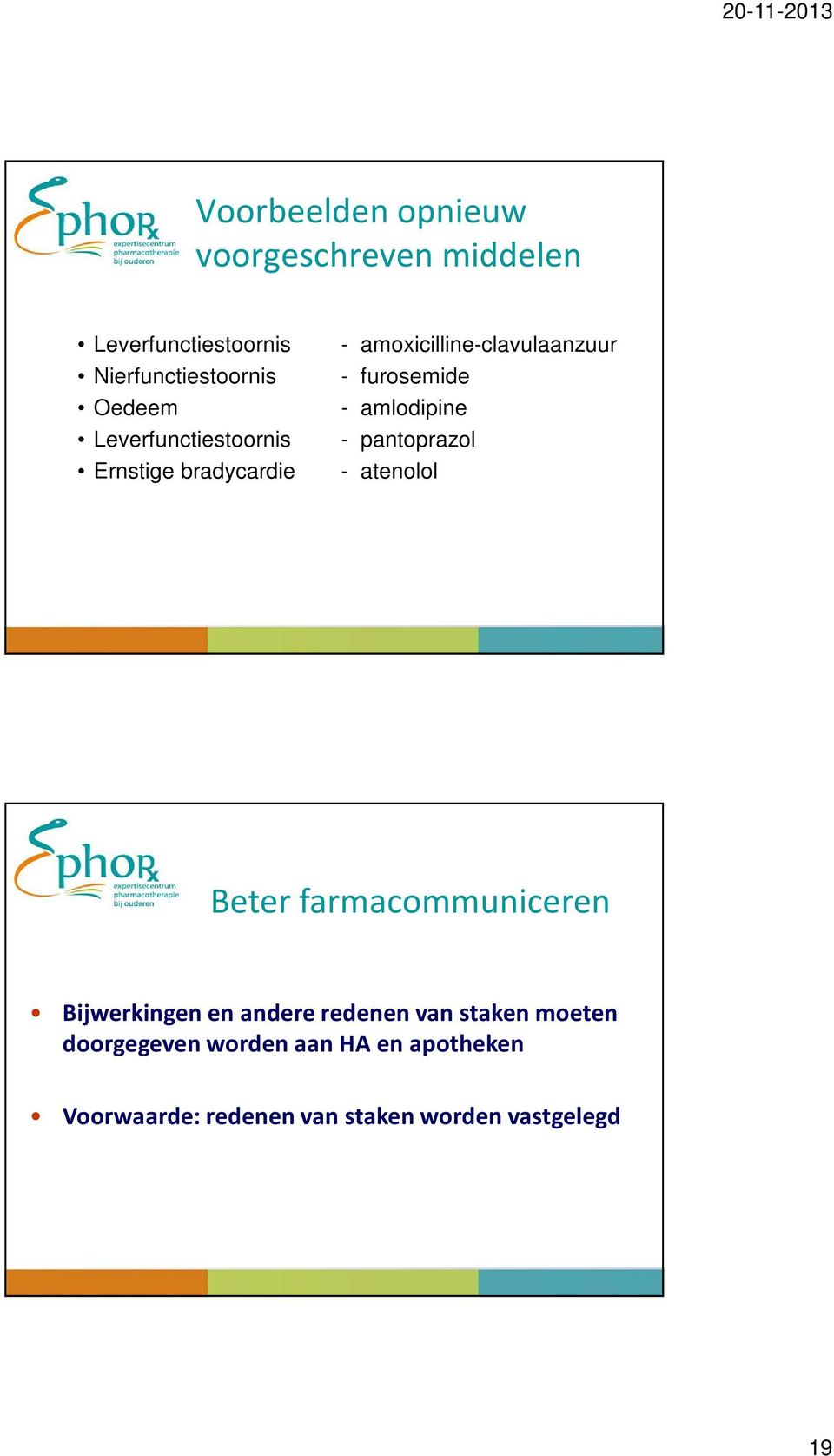 amlodipine - pantoprazol - atenolol Beter farmacommuniceren Bijwerkingen en andere redenen van