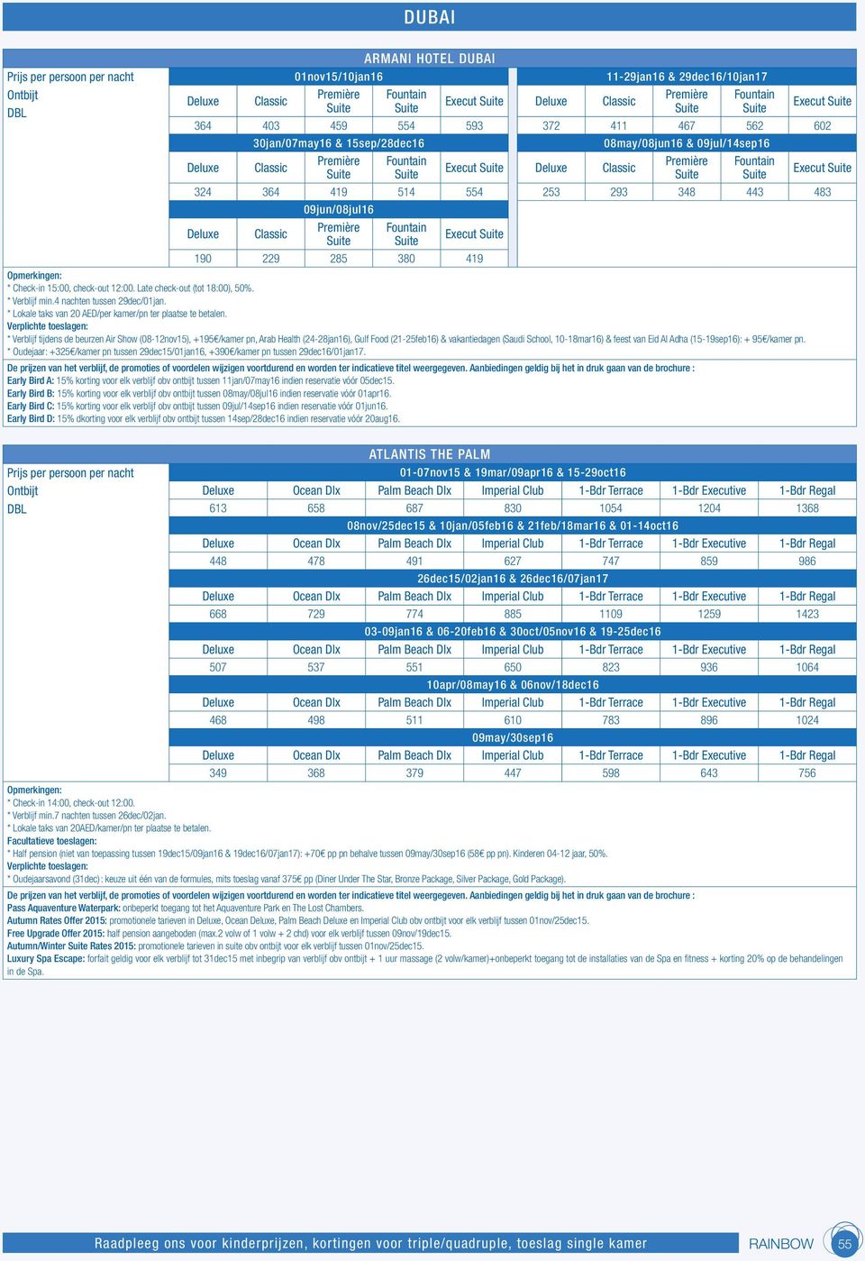 Suite 324 364 419 514 554 253 293 348 443 483 09jun/08jul16 Deluxe Classic Première Fountain Suite Suite Execut Suite 190 229 285 380 419 * Check-in 15:00, check-out 12:00.