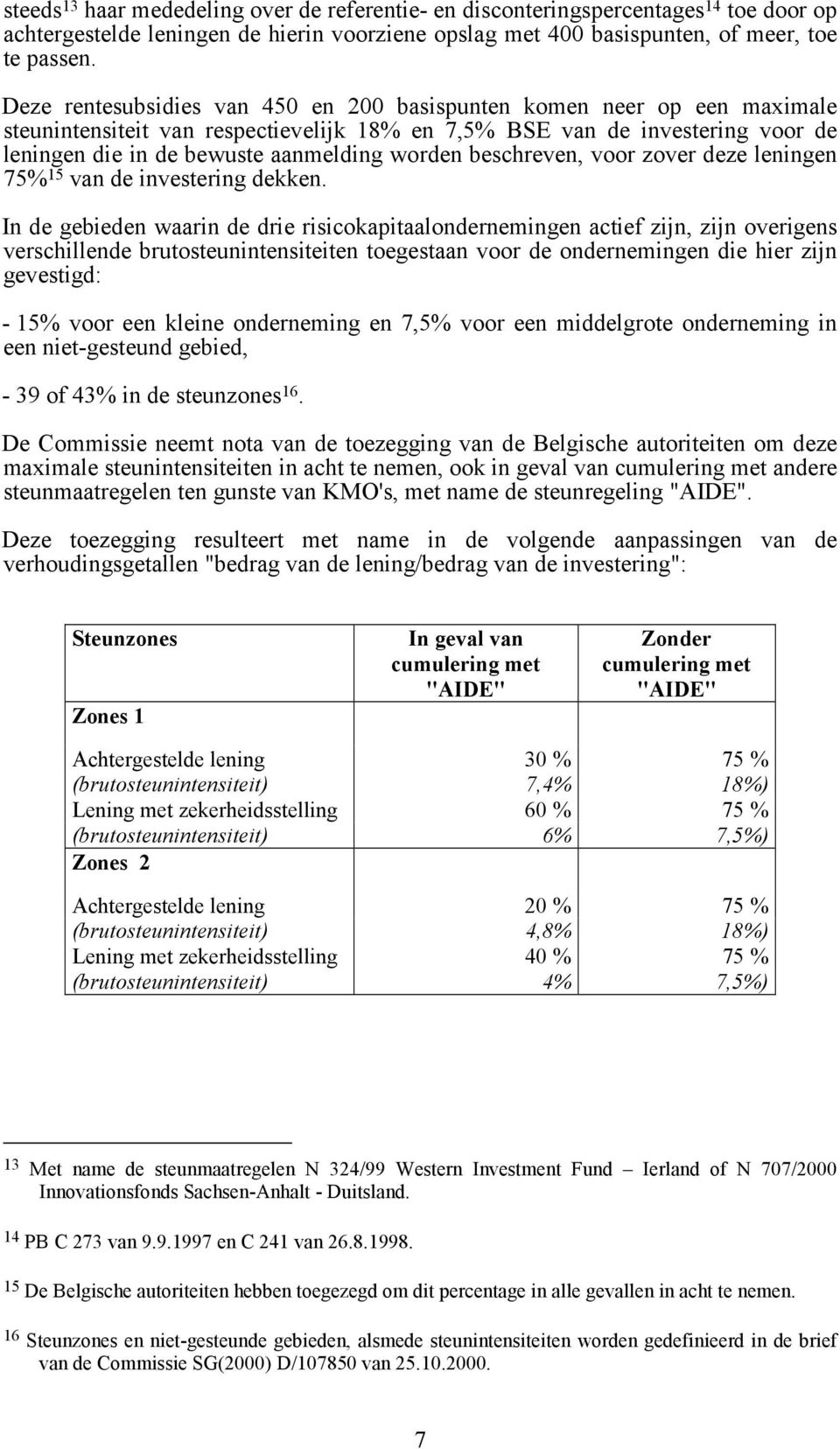 beschreven, voor zover deze leningen 75% 15 van de investering dekken.