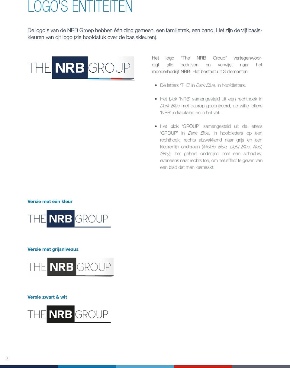 Het blok 'NRB' samengesteld uit een rechthoek in Dark Blue met daarop gecentreerd, de witte letters NRB in kapitalen en in het vet.