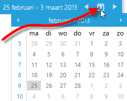 figuur 7: Mijn rooster weekoverzicht 4.2.2 Door de tijd navigeren Rechts boven uw planning kunt u de geselecteerde periode die getoond wordt wijzigen.