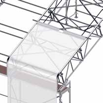 Zeilregeldak Met het Layher Kederdaksysteem kunt u snel en gemakkelijk voor verschillende toepassingen een bijzonder lichtgewicht en economische weerbestendige dak samenstellen.