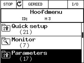3.7 Instelling parametergroep Als u zich in het hoofdmenu bevindt met als geselecteerde groep parameters drukt u op OK om deze groep binnen te gaan.