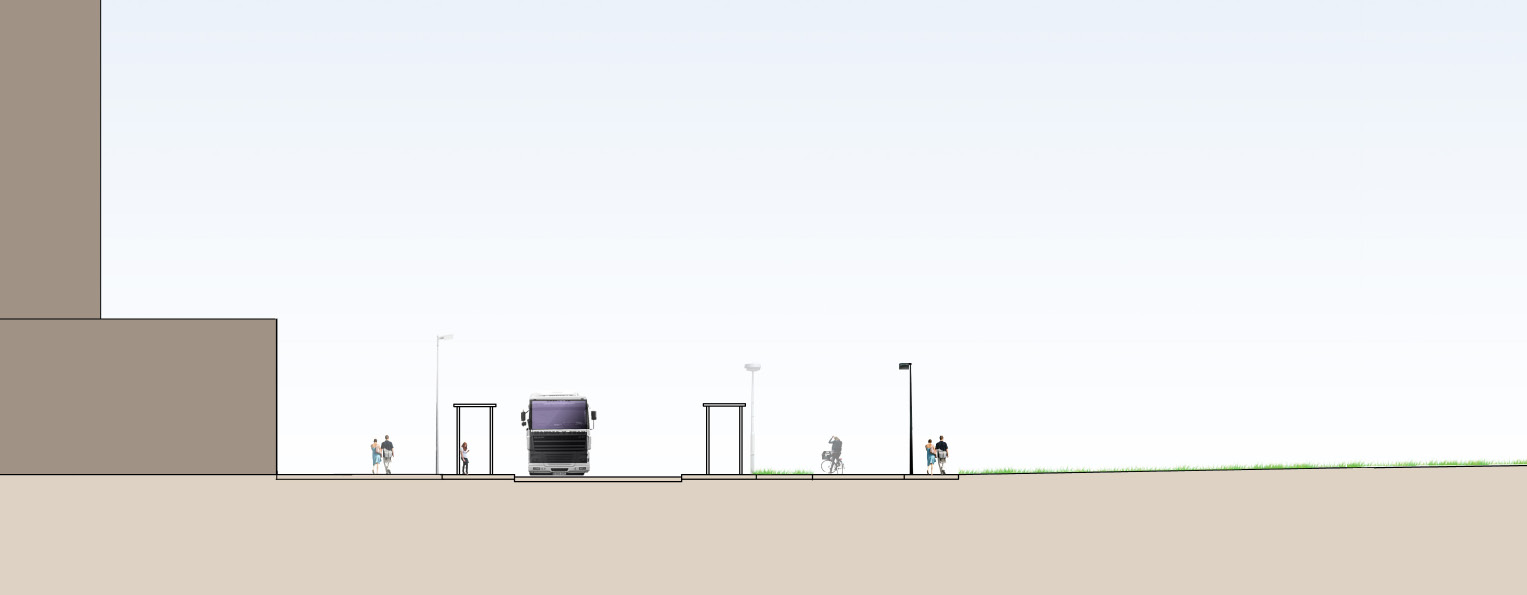 nieuwbouw perceel 8 perceelgrens 8m 7m 2.7m oppervlak verhard bushalte (zoals inrichting 7m Padualaan 6.