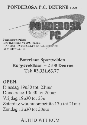 Info Pub Petanque club Wemmel 1961-2011 Open: Alle dagen van 13.00 tot 19.