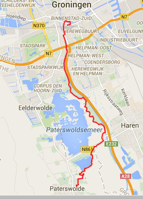 1 Groningen Emmen in kortere trajecten Traject Groningen Paterswolde 10,5 km GPX: http://www.everytrail.com/view_trip.php?