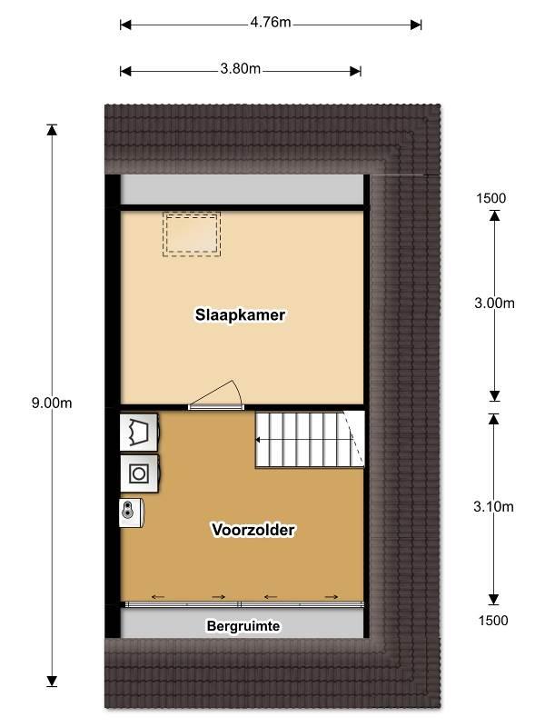 Deze tekening geeft een indicatie van de indeling.