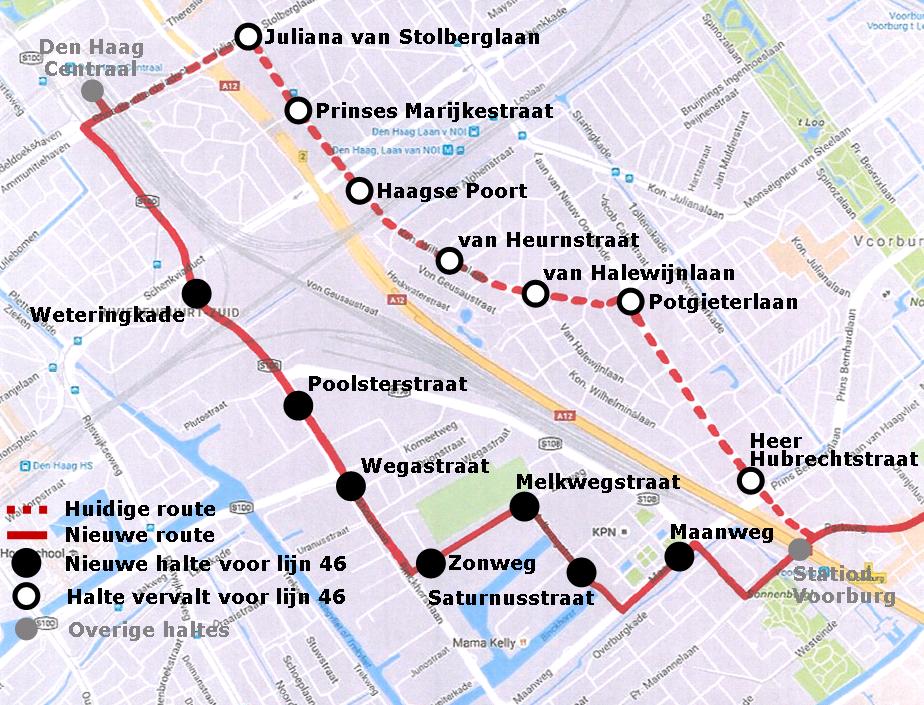 Nieuwe route lijn 46 tussen Den Haag en Voorburg Lijn 64 Het terrein aan de Olof Palmestraat waarop de keerlus van lijn 64 ligt, wordt vanaf 2018 in het toeristenseizoen (begin april tot eind