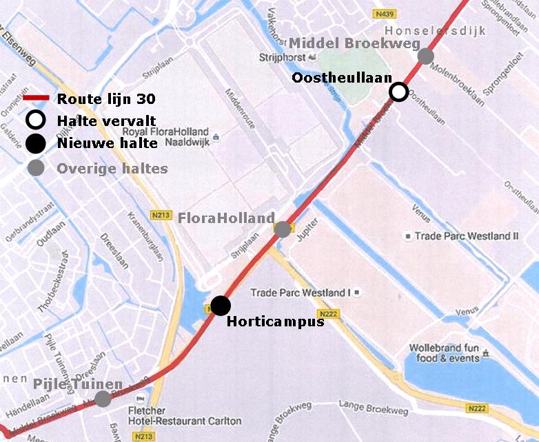 Lijn 30 In het Westland wordt op het terrein tussen de N221, N222 en N466 gebouwd aan de Greenport Horticampus.