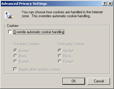 P a g i n a 35 BIJLAGE 1: COOKIES In Internet Explorer 6 kun je de instellingen voor cookies als volgt wijzigen: Tools->Internet Options... Kies het tabblad Privacy.