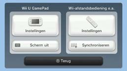 2 Controles l r De volgende controllers kunnen met het systeem worden gesynchroniseerd en met deze software worden gebruikt: Wii U GamePad Wii U- controller Pro Wii-afstandsbediening Als je in je