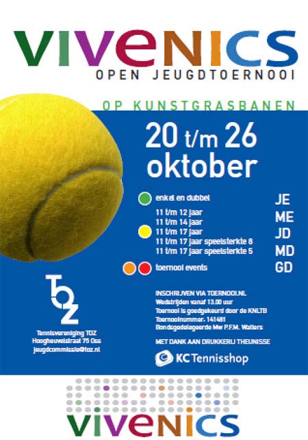 Voor kinderen die oranje spelen wordt er een dubbelevent georganiseerd op maandagmiddag 20 oktober vanaf 13.00 uur. Inschrijven kan via tenniskids.toernooi.