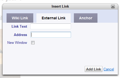 3.3 Een link naar een (andere) website toevoegen Klik in de werkblak op de knop Insert Link.