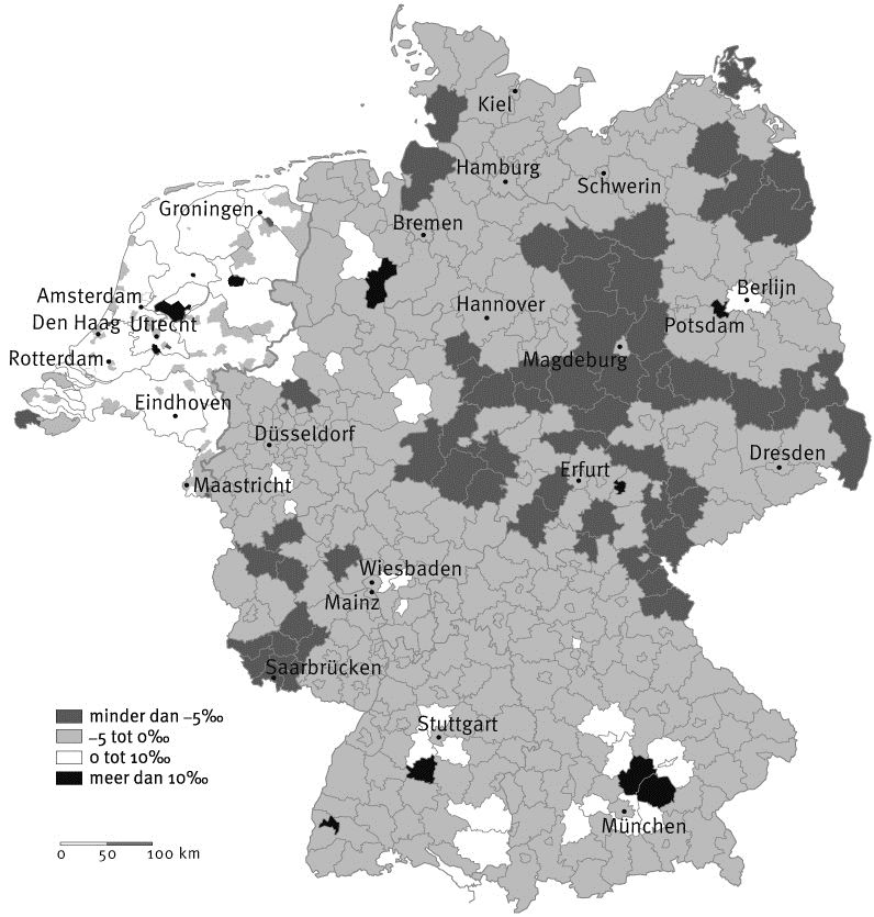 HOOFDSTUK 5 BEVOLKING EN RUIMTE IN DUITSLAND EN NEDERLAND Bron 2 Natuurlijke bevolkingsgroei in Duitsland en Nederland in 2009.