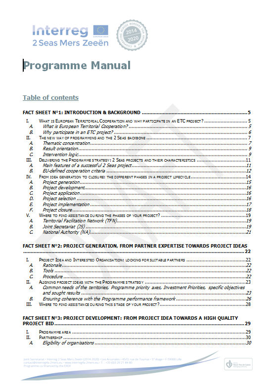 B. Handboek van het Programma Een allesomvattend document met gedetailleerde informatie voor potentiele projectaanvragers en voor
