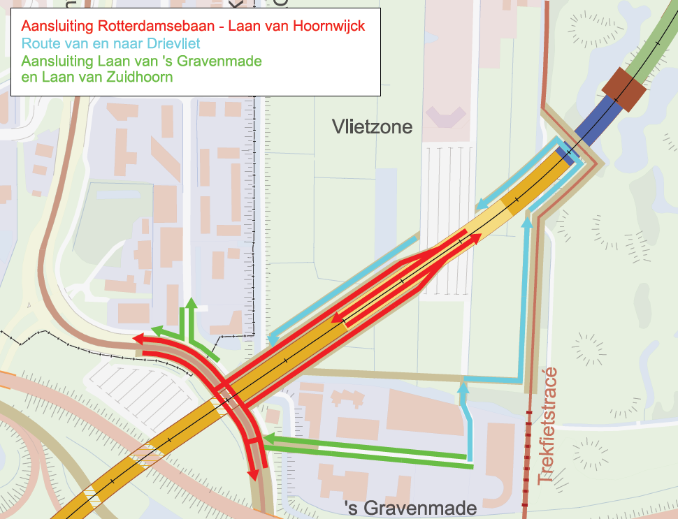 afbeelding 19. Routes tussen Rotterdamsebaan en hoofdwegennet afbeelding 20. Routes aansluiting Laan van Hoornwijck - Rotterdamsebaan 4.