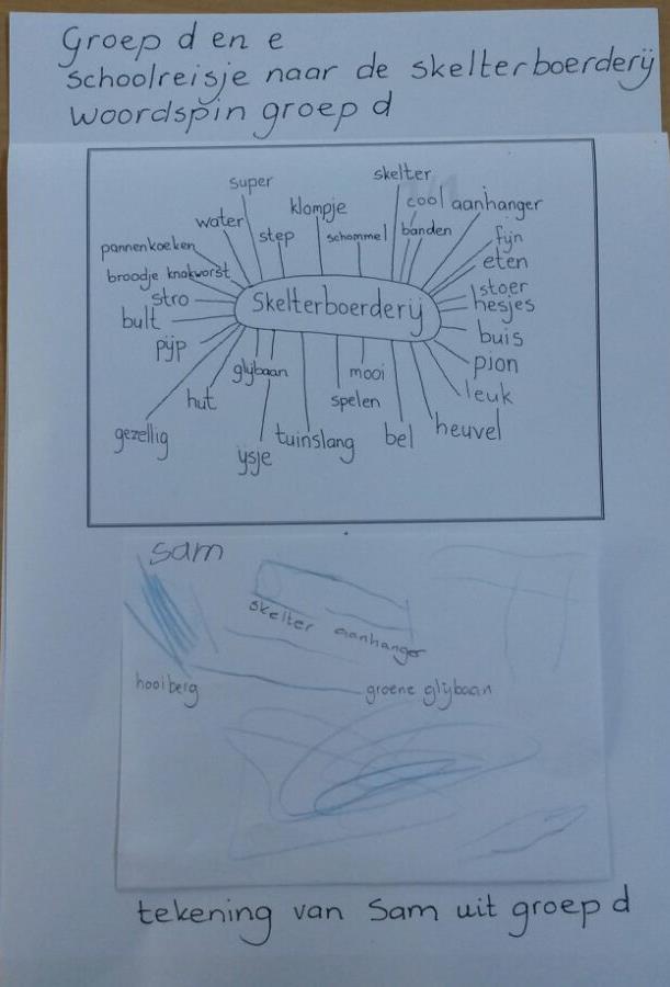 Schoolreisje groepen D en E De groepen D en E zijn dinsdag 20 september op schoolreisje geweest naar Skelterboerderij Hanskamp in Warnsveld. Groep D maakte een woordspin van het schoolreisje.