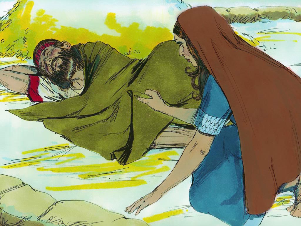 Wat deed Boaz na zijn werkzaamheden en waar is Ruth gaan liggen?