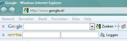 Hoofdstuk 3: Inloggen Open uw internet explorer. U ziet nu een extra toolbar boven aan uw scherm. Vul in het eerste witte veld uw OTYS gebruikersnaam in.